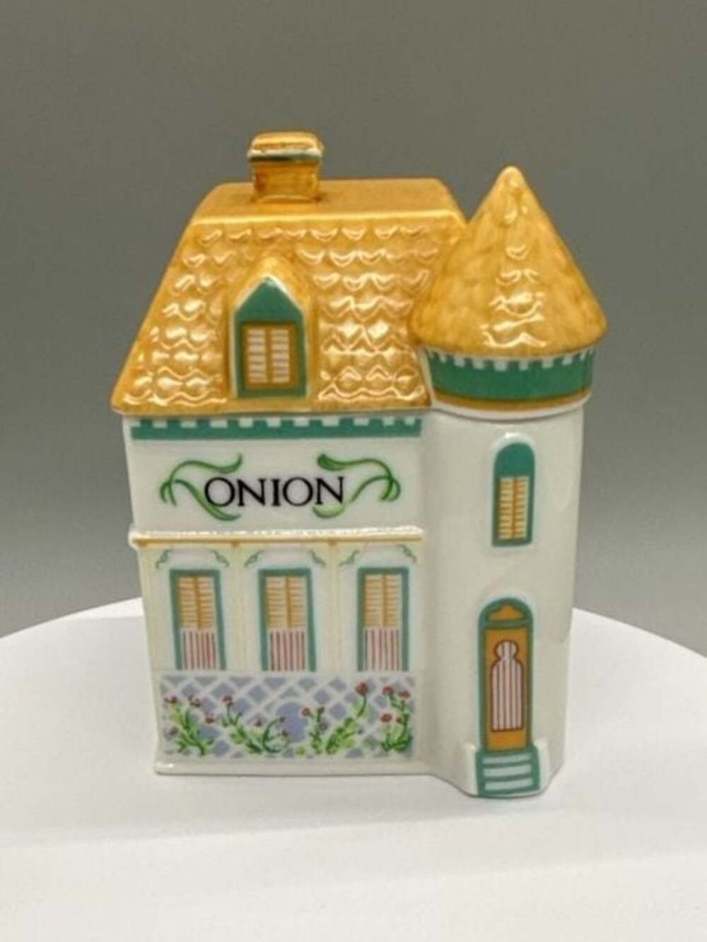 Lenox 1989 Spice Village Onion Porcelain House Jar w/ Lid Original Container Vtg